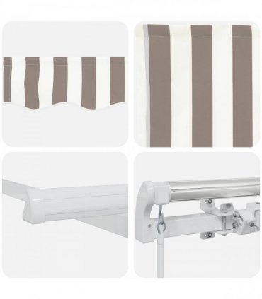 vidaXL Manual Awning 3 x 2.5 m Light Grey and White Stripe