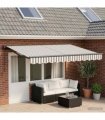 vidaXL Manual Awning 4.5 x 3 m Light Grey and White Stripe