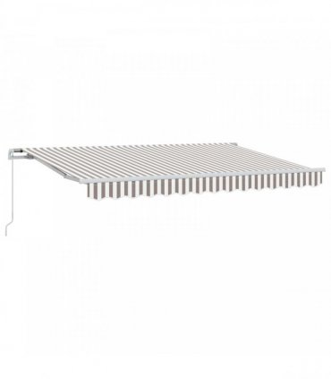 vidaXL Manual Awning 4.5 x 3.5 m Light Grey and White Stripe