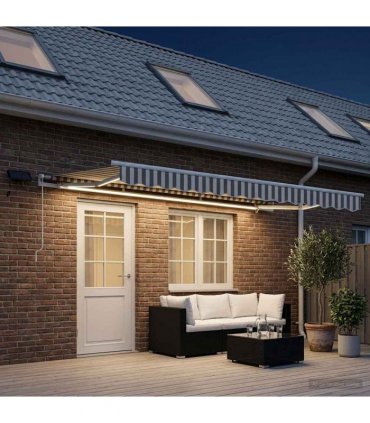vidaXL Manual Awning with Solar LED 4.5 x 3.5 m