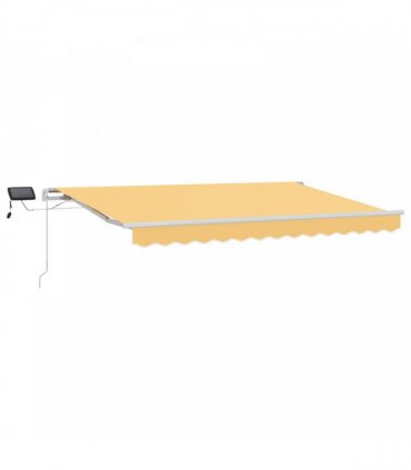 vidaXL Manual Awning with Solar LED 4.5 x 3.5 m Sand 100% Polyester