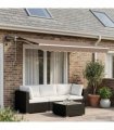 vidaXL Manual Awning with Solar LED 4.5 x 3.5 m Taupe 100% Polyester