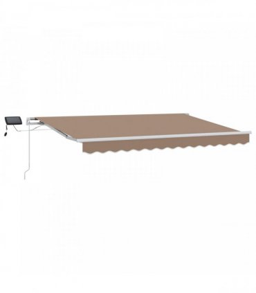 vidaXL Manual Awning with Solar LED 4.5 x 3.5 m Taupe 100% Polyester