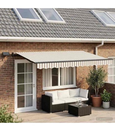 vidaXL Manual Awning with Solar LED 4.5 x 3.5 m