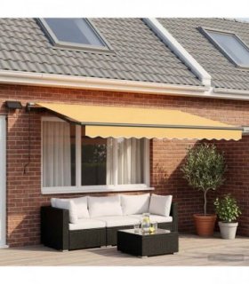 vidaXL Manual Awning with Solar LED 4.5 x 3.5 m Sand 100% Polyester