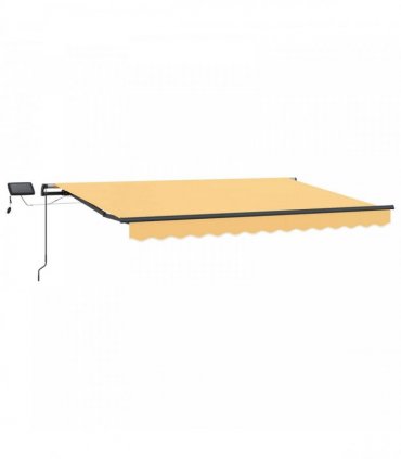 vidaXL Manual Awning with Solar LED 4.5 x 3.5 m Sand 100% Polyester