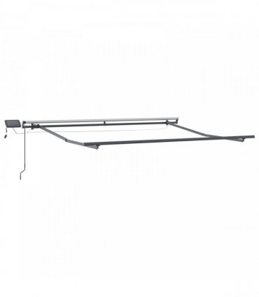 vidaXL Manual Awning with Solar LED 4.5 x 3.5 m Sand 100% Polyester