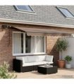 vidaXL Manual Awning with Solar LED 4.5 x 3.5 m Taupe 100% Polyester