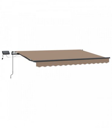 vidaXL Manual Awning with Solar LED 4.5 x 3.5 m Taupe 100% Polyester