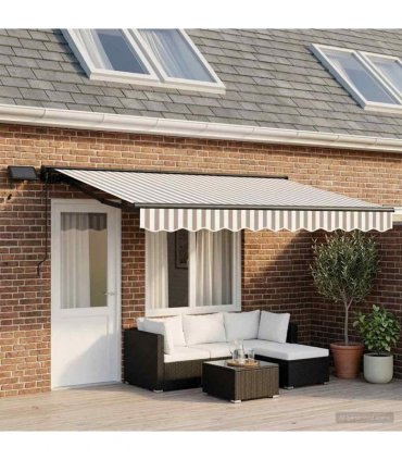 vidaXL Manual Awning with Solar LED 4.5 x 3.5 m