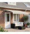 vidaXL Solar Electric Awning 4.5 x 3.5 m Light Grey and White Stripe