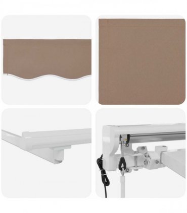 vidaXL Solar Electric Awning 4.5 x 3.5 m Taupe 100% Polyester