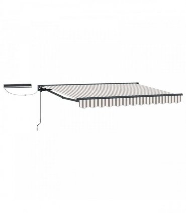 vidaXL Solar Electric Awning 4.5 x 3.5 m Light Grey and White Stripe