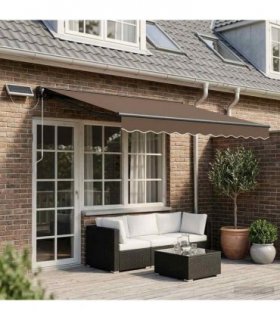 vidaXL Solar Electric Awning 4.5 x 3.5 m Taupe 100% Polyester