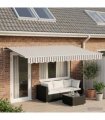 vidaXL Manual Awning 5 x 3 m Light Grey and White Stripe