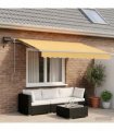 vidaXL Manual Awning with Solar LED 5 x 3 m Sand 100% Polyester