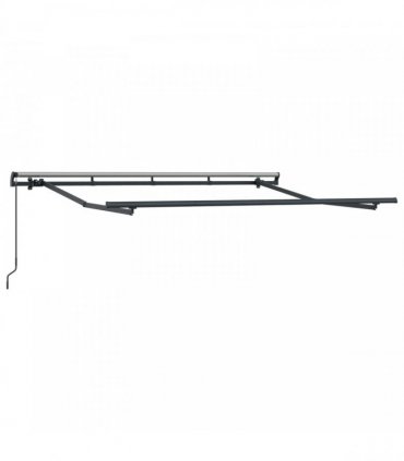 vidaXL Manual Awning 5 x 3 m Light Grey and White Stripe