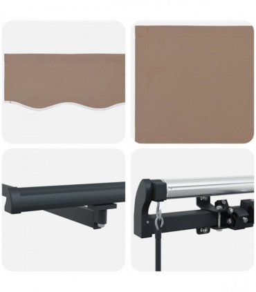 vidaXL Manual Awning 5 x 3 m Taupe 100% Polyester