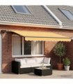 vidaXL Manual Awning with Solar LED 5 x 3 m Sand 100% Polyester