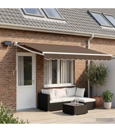 vidaXL Manual Awning with Solar LED 5 x 3 m Taupe 100% Polyester