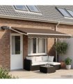 vidaXL Manual Awning with Solar LED 5 x 3 m Taupe 100% Polyester