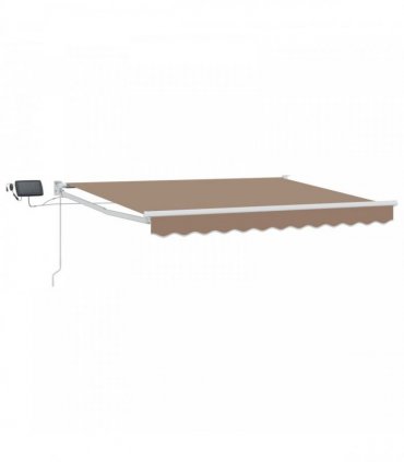 vidaXL Manual Awning with Solar LED 5 x 3 m Taupe 100% Polyester