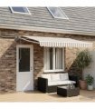 vidaXL Solar Electric Awning 5 x 3 m Light Grey and White Stripe