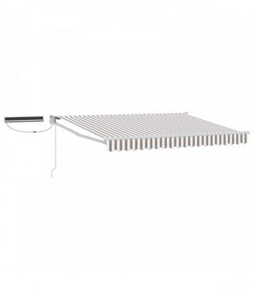 vidaXL Solar Electric Awning 5 x 3 m Light Grey and White Stripe