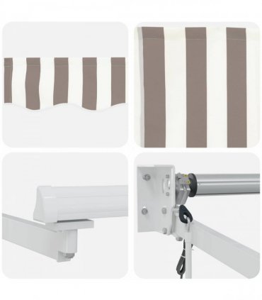 vidaXL Solar Electric Awning 5 x 3 m Light Grey and White Stripe