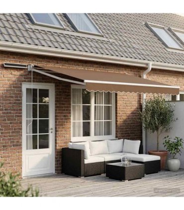 vidaXL Solar Electric Awning 5 x 3 m Taupe 100% Polyester