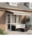 vidaXL Solar Electric Awning 5 x 3 m Light Grey and White Stripe