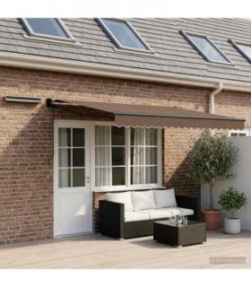 vidaXL Solar Electric Awning 5 x 3 m Taupe 100% Polyester