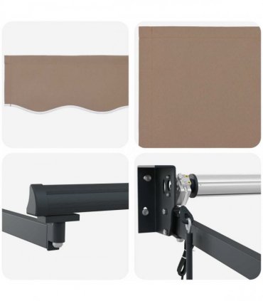 vidaXL Solar Electric Awning 5 x 3 m Taupe 100% Polyester
