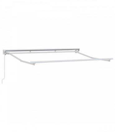 vidaXL Manual Awning 5 x 3.5 m Light Grey and White Stripe