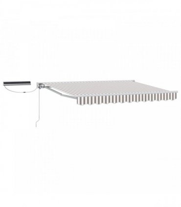 vidaXL Solar Electric Awning 5 x 3.5 m Light Grey and White Stripe
