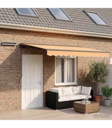 vidaXL Solar Electric Awning 5 x 3.5 m Sand 100% Polyester