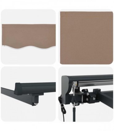 vidaXL Solar Electric Awning 5 x 3.5 m Taupe 100% Polyester