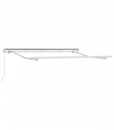 vidaXL Manual Awning 6 x 3 m Light Grey and White Stripe