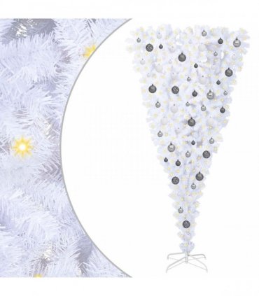 vidaXL Artificial Christmas Tree with Stand White 180 cm PVC and Steel