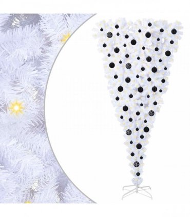 vidaXL Artificial Christmas Tree White 180 cm PVC and Steel