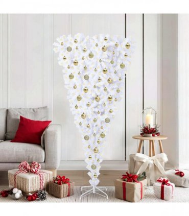 vidaXL Artificial Christmas Tree White 180 cm PVC and Steel
