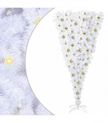 vidaXL Artificial Christmas Tree White 180 cm PVC and Steel