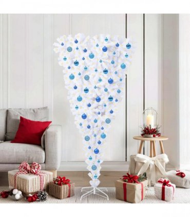 vidaXL Artificial Christmas Tree White 180 cm PVC and Steel