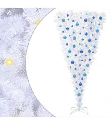 vidaXL Artificial Christmas Tree White 180 cm PVC and Steel
