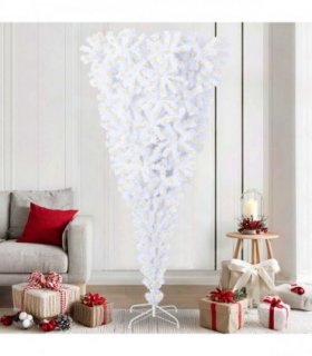 vidaXL Artificial Christmas Tree with Stand White 210 cm PVC and Steel