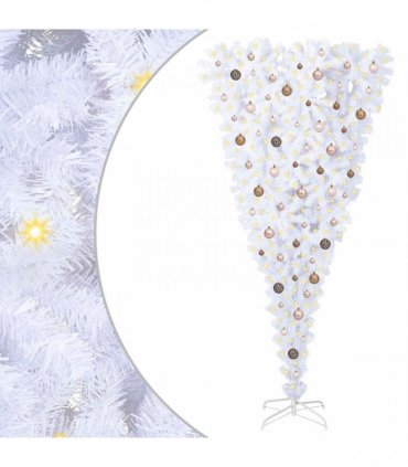 vidaXL Artificial Christmas Tree with Stand White 210 cm PVC and Steel