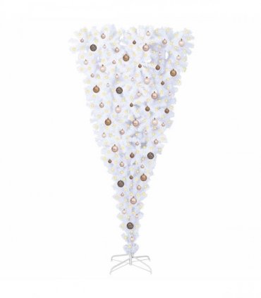 vidaXL Artificial Christmas Tree with Stand White 210 cm PVC and Steel