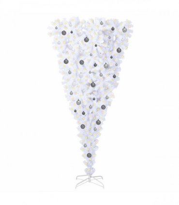 vidaXL Artificial Christmas Tree with Stand White 210 cm PVC and Steel