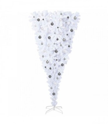 vidaXL Artificial Christmas Tree with Stand White 210 cm PVC and Steel