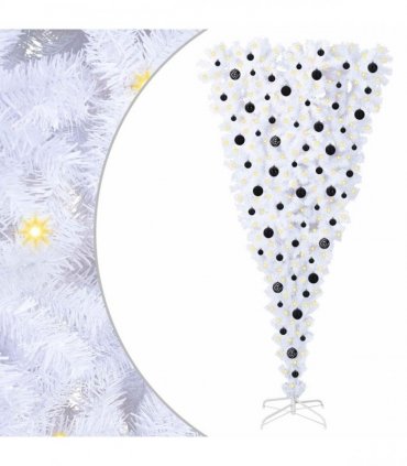 vidaXL Artificial Christmas Tree White 210 cm PVC and Steel